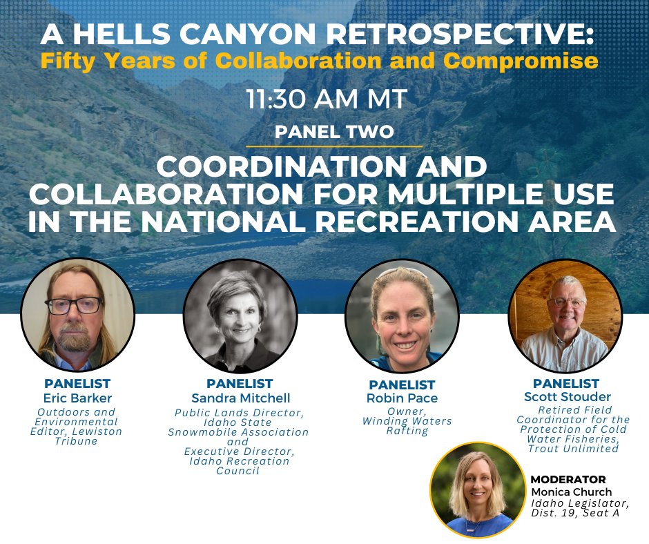 AndrusCenter's tweet photo. We're thrilled to unveil the speakers and moderators for:
"A Hells Canyon Retrospective: Fifty Years of Collaboration and Compromise" Conference, hosted by the Andrus Center and the McClure Center on April 16, 2025 at Boise State University. https://t.co/jtS9LHI71z https://t.co/AVT9HNpZgM
