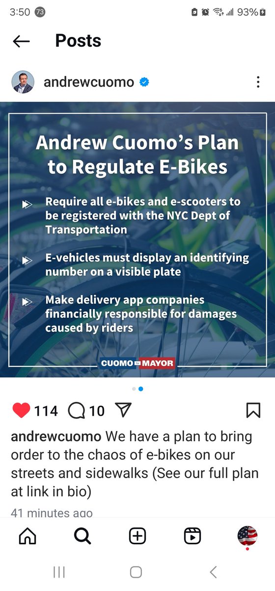 Like <a href="/andrewcuomo/">Andrew Cuomo</a> plan on e-bikes. Sounds like Priscilla's Law + App accountability. Good to see at least one person running for Mayor that is not afraid of the app-corrupted astroturf "bike lobby".