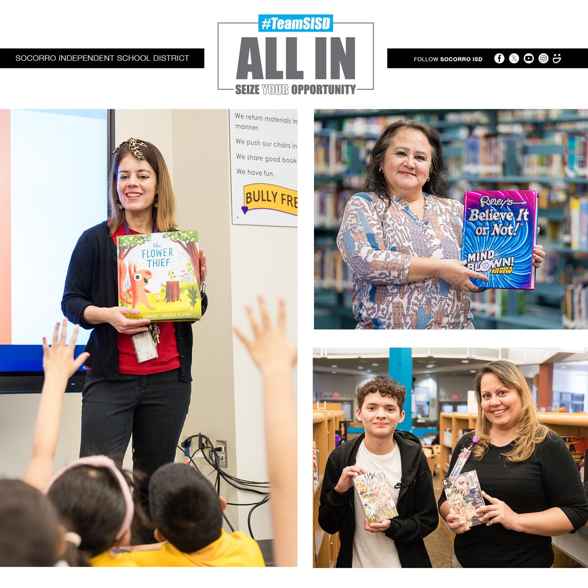 This week, we celebrate the heart of our communities—our libraries! From endless shelves of knowledge to a safe, welcoming space for all, libraries are truly magical places. A special shout-out to all the incredible #TeamSISD school librarians who help ignite imaginations,