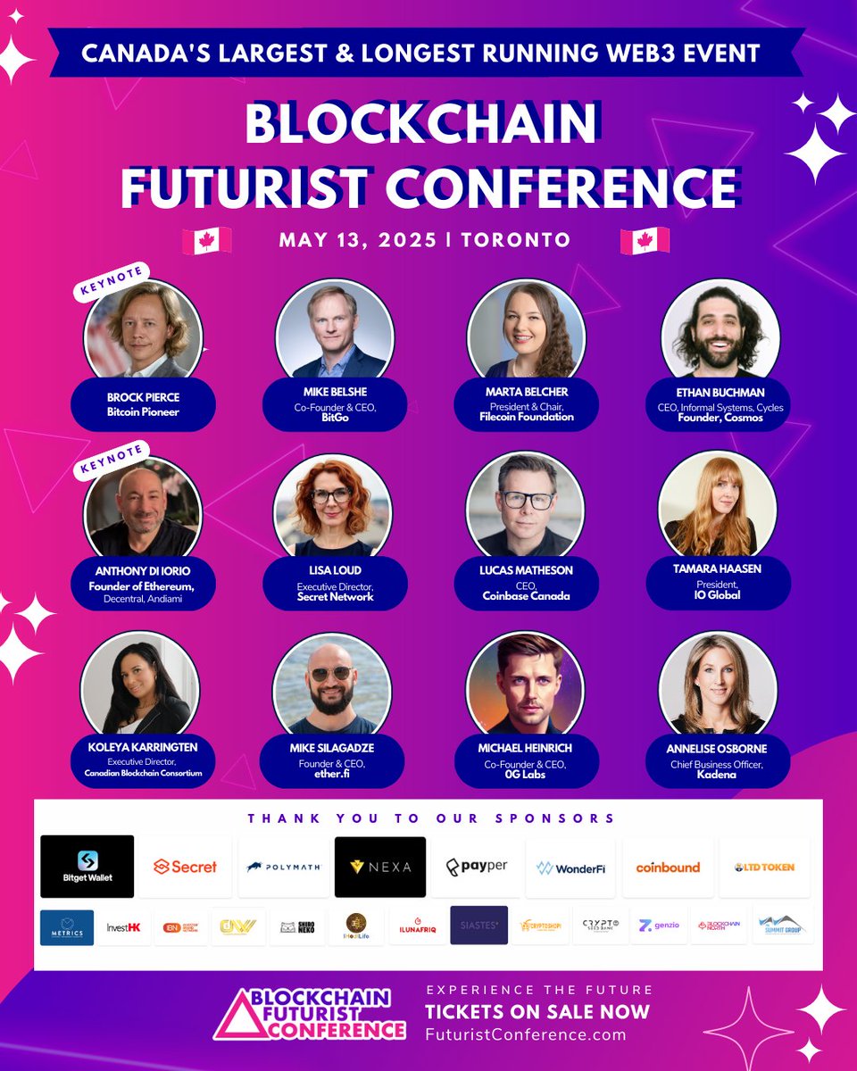 NFTO (@joinnfto) on Twitter photo Yes, it's that time again! Blockchain Futurist Conference <a href="/Futurist_conf/">Blockchain Futurist Conference</a> – Canada’s largest and longest-running Web3 event is happening this May 13, 2025!
We’re proud to be an Official Community Partner! Use code NFTO25 for 25% off. Free tickets are also available! Yes, it's that time again! Blockchain Futurist Conference <a href="/Futurist_conf/">Blockchain Futurist Conference</a> – Canada’s largest and longest-running Web3 event is happening this May 13, 2025!
We’re proud to be an Official Community Partner! Use code NFTO25 for 25% off. Free tickets are also available!