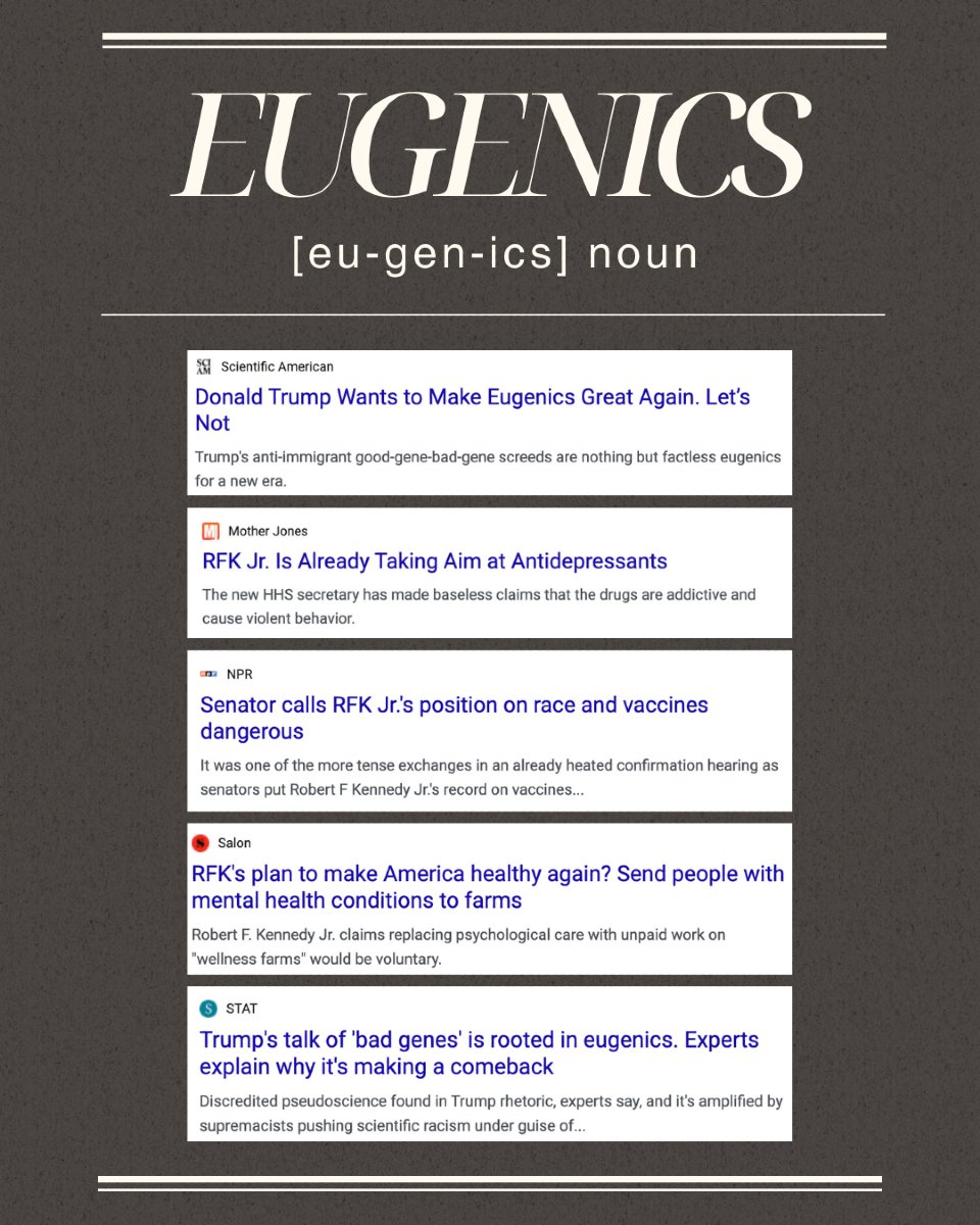 MImegaphone's tweet photo. Eugenics is a hallmark of fascist movements and allowing these ideas to spread puts people's lives in danger. 

It's more important than ever that we fight back against racism, ableism, hate, and all forms of bigotry in our day-to-day lives. https://t.co/UoFJGs9mlu