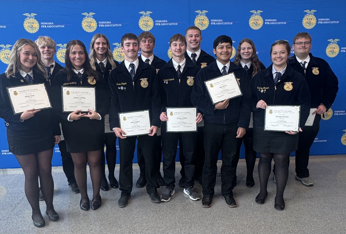 HPCSTORM's tweet photo. Congratulations to the 12 HPC seniors who received their State FFA degrees this afternoon in Lincoln.  #hpcstorm https://t.co/t4Axphnj8P