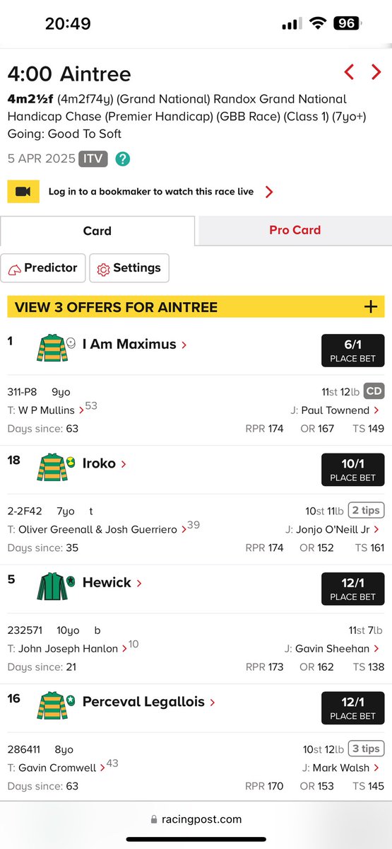 First 2 fav of the 2025 #GrandNational sourced by Horse Racing Advisory, how exciting, best of luck to #JPMcManus team 🍀