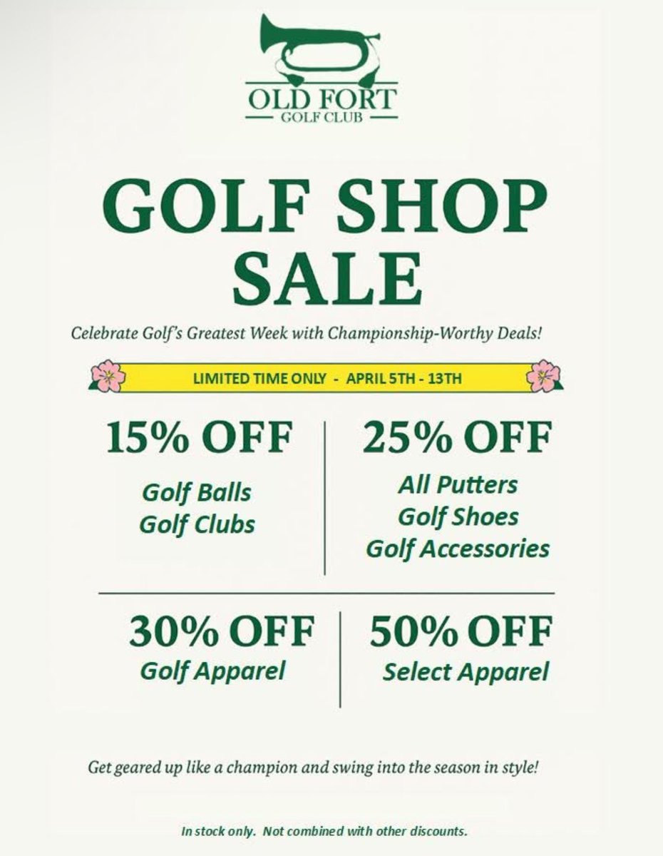 Old Fort Golf Course - April 2025 Newsletter - 🌸 Spring is Here – Hit the Course &amp; Save Big in the Golf Shop! ⛳  mailchi.mp/murfreesborotn…