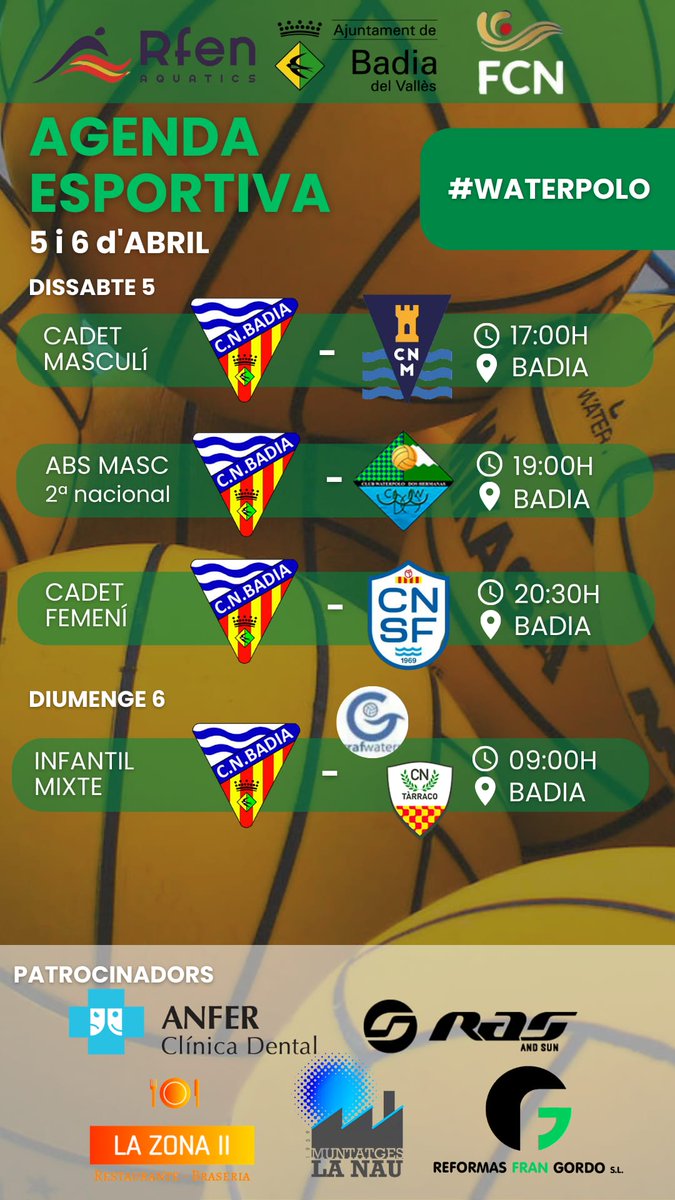 Jornada de la sección de waterpolo <a href="/cnbadia/">cnbadia</a> este fin de semana🤽🏻‍♀️🤽🏼‍♂️
#cnbadia #waterpolo #jornada