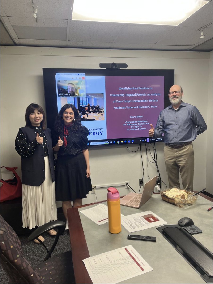 Congrats to Jenna Beyer!

Jenna, a Master's student in Urban &amp; Regional Planning, successfully defended her Professional Paper on Texas Target Communities' best practices for community-engaged projects in physically vulnerable communities.