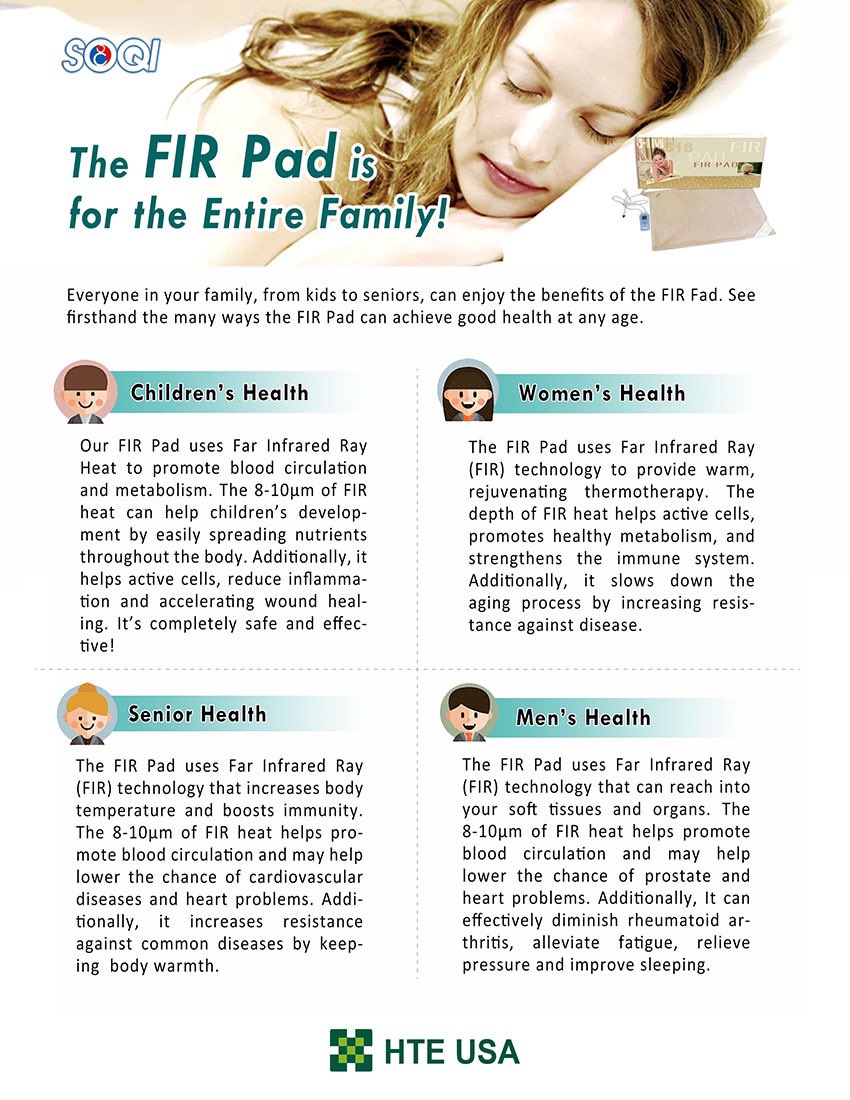 HTEUSA's tweet photo. The FIR Pad is for entire family!
Everyone in your family, from kids to seniors, can enjoy the benefits of the FIR Fad. See firsthand the many ways the FIR Pad can achieve good health at any age. https://t.co/n43XUxtQv5