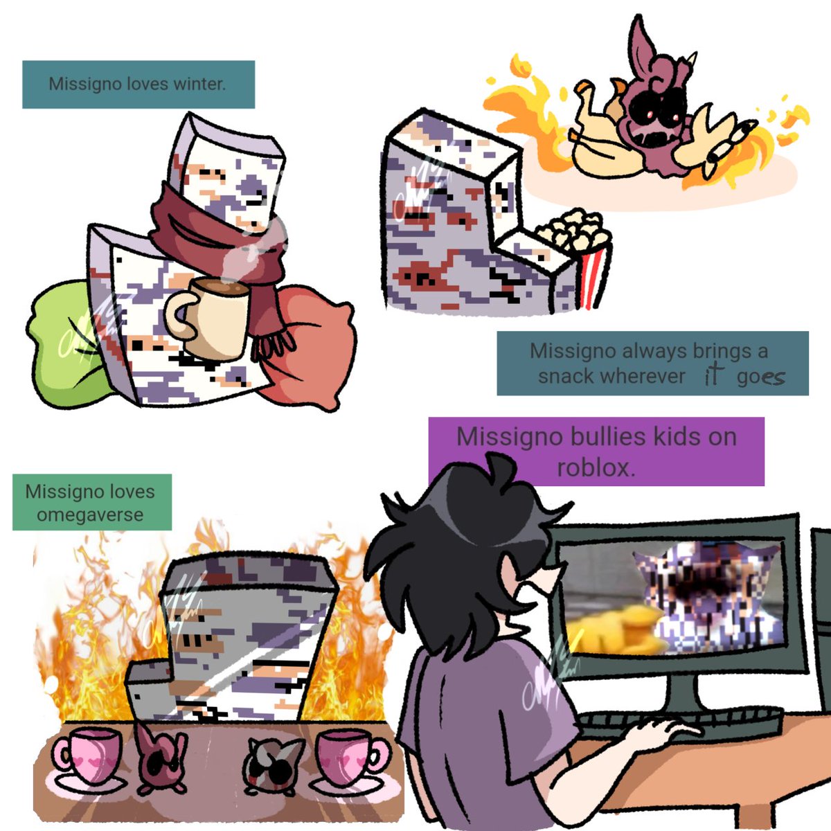 White_Sunset_x's tweet image. Random headcanons bc... MissingNo :3

#missingno #hypnoslullaby #fnflullaby