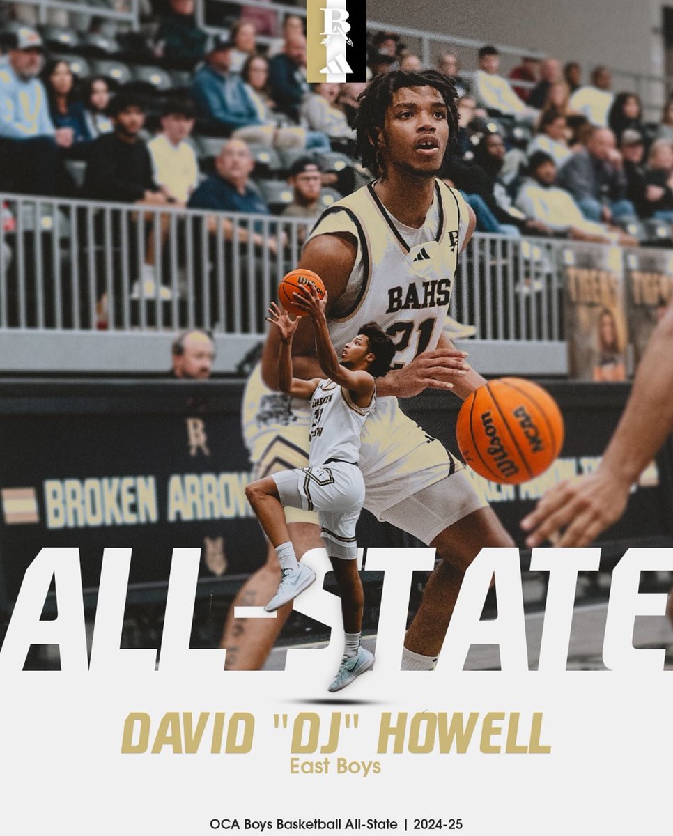 Congrats to <a href="/DJHOWELL21/">DJ HOWELL</a> on being named to the OCA Boys All State team!! WE&gt;me 🐯🏀🖤💛 <a href="/BATigersBBall/">Broken Arrow Tigers Boys' Basketball</a>