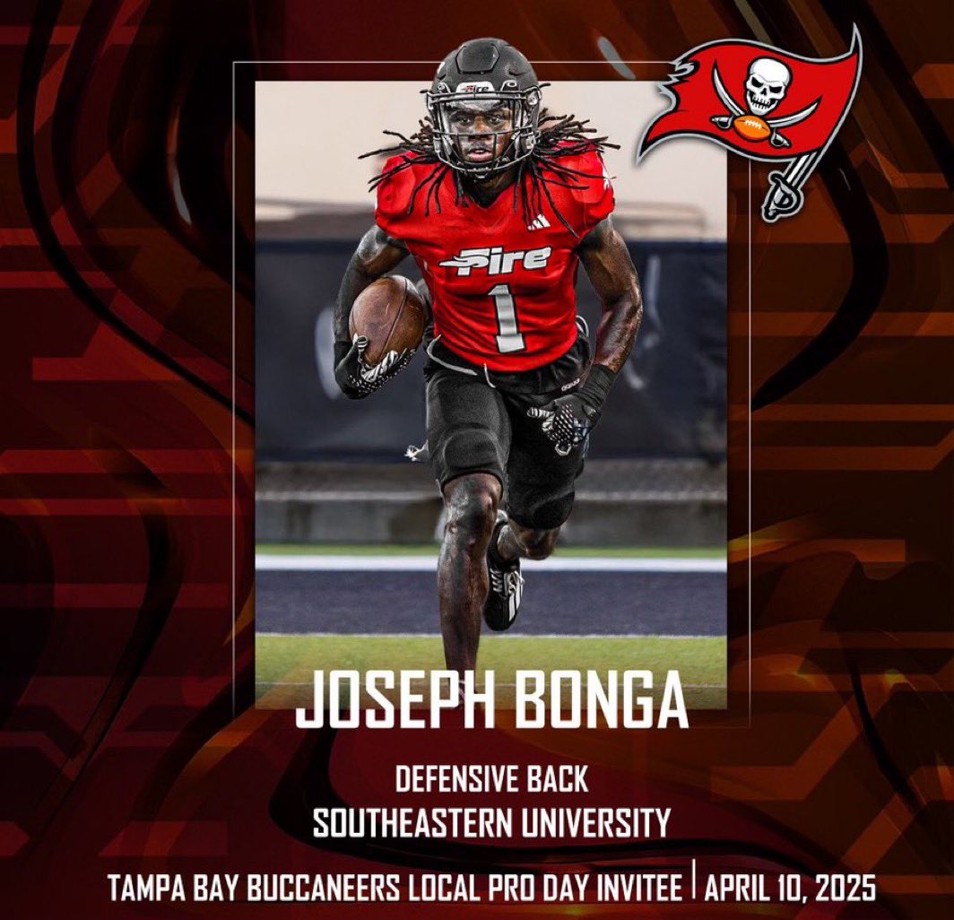 Congratulations to OUR ALL-AMERICAN Joseph Bonga for being selected to participate in the <a href="/Buccaneers/">Tampa Bay Buccaneers</a> pro day tryout 🔥 We are very proud of you ‼️

<a href="/JosephBonga5/">Bonga🇨🇩🐺</a> 

#FuelTheFire 🔥
