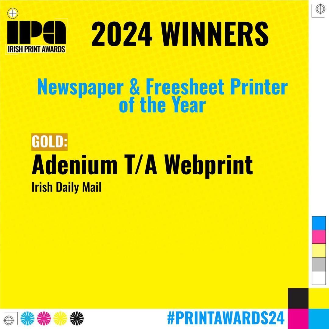 PrintAwards's tweet photo. A massive congratulations to our winner in the Newspaper and Freesheet Printer of the Year category!

Irish Daily Mail - @webprint_ie

#PRINTAWARDS24 https://t.co/Q2qeUu8nIf