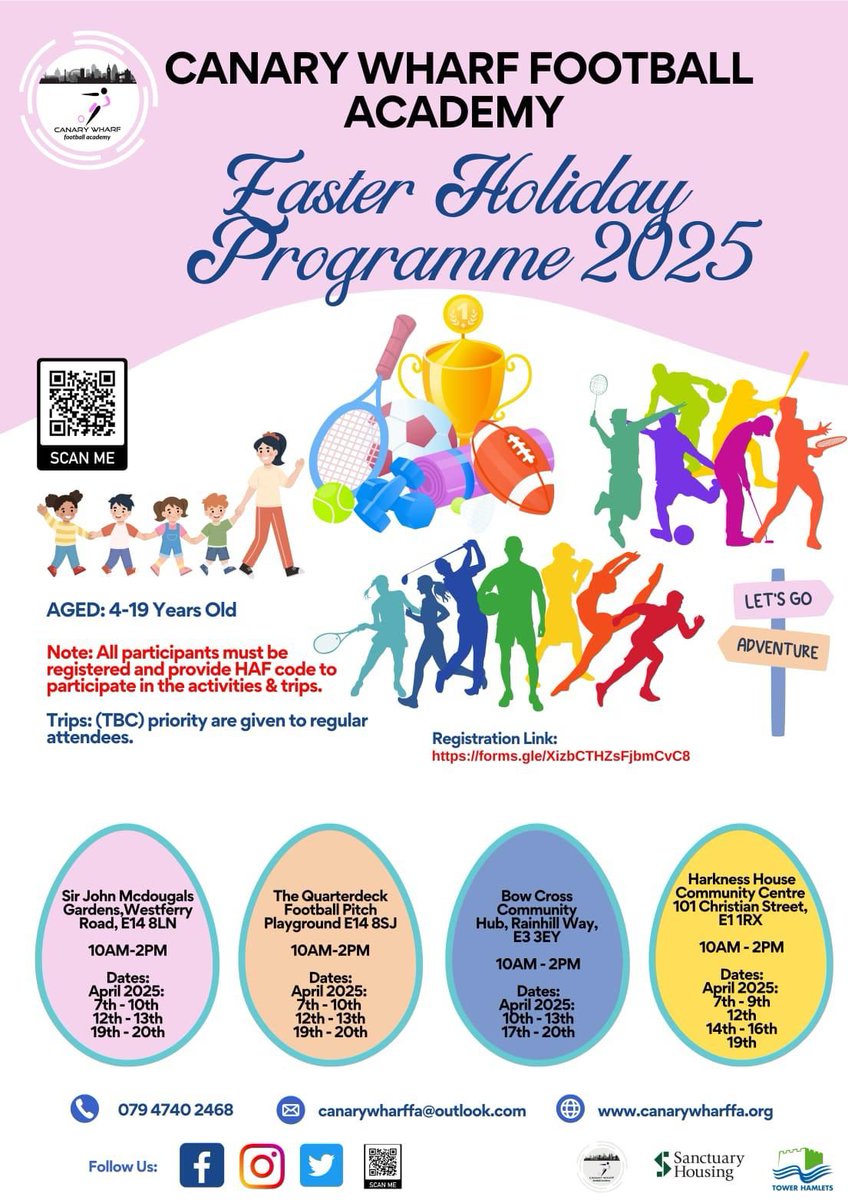 cwfa8's tweet photo. @cwfa8 are pleased to announce the delivery of Easter Camp for young people aged 4 to 16yrs old commencing from 7th April across four locations, this epitomises the rapid growth of our organisation in delivering excellence for young people in and out of borough.❤️ ✍️⚽️ 🏀 🎾 🏓 https://t.co/LT3qetKeip