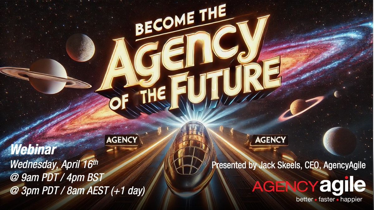 What will the Agencies of the Future look like? As is the case today, there will be many models, and they will look very different from each other and today’s typical agency. 

April 16th @ 9am PDT
buff.ly/mR15CLc 

April 16th @ 3pm PDT
buff.ly/WP20IVk