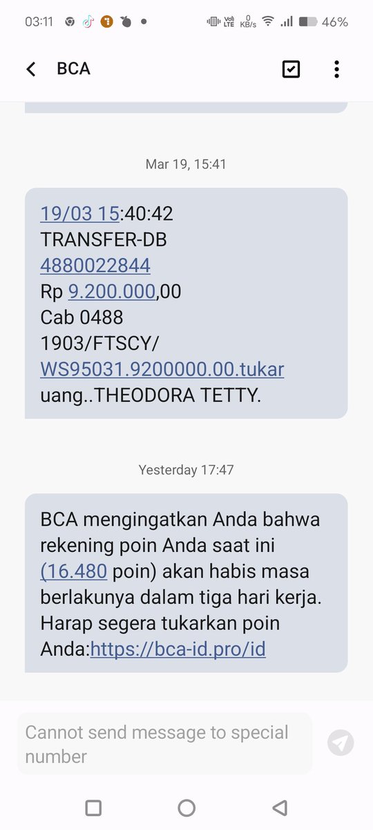 Kok  bisa ya  Phising datang dari ID yang sama dengan yang biasa memberikan saya notification jika saya melakukan transfer? <a href="/HaloBCA/">Halo BCA</a>