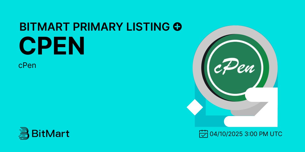 BitMart (@bitmartexchange) on Twitter photo #BitMart is thrilled to announce the primary listing of cPen Network(CPEN) <a href="/cPenCoreTeam/">cPen Network</a> ๐
๐ฐTrading pair: CPEN/USDT
๐Deposit: Available
๐Trading: 04/10/2025 3:00 PM UTC
๐ฅRegister Now: bitmart.com/invite/BMCPEN/โฆ
๐Learn more: bitmart.zendesk.com/hc/en-us/articโฆ #BitMart is thrilled to announce the primary listing of cPen Network(CPEN) <a href="/cPenCoreTeam/">cPen Network</a> ๐
๐ฐTrading pair: CPEN/USDT
๐Deposit: Available
๐Trading: 04/10/2025 3:00 PM UTC
๐ฅRegister Now: bitmart.com/invite/BMCPEN/โฆ
๐Learn more: bitmart.zendesk.com/hc/en-us/articโฆ