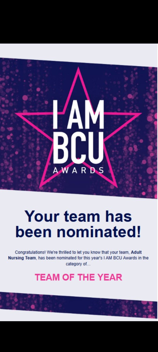 Una Kerin (@unak01) on Twitter photo Huge congrats to the
<a href="/BCUAdultNursing/">BCU Adult Nursing</a> who have been nominated for #IAMBCU team of the year award ๐ You are an amazing group of people and so proud to work with you all ๐๐๐ <a href="/MyBCU/">Birmingham City University</a> <a href="/BCUHELS/">BCU HELS</a> Huge congrats to the
<a href="/BCUAdultNursing/">BCU Adult Nursing</a> who have been nominated for #IAMBCU team of the year award ๐ You are an amazing group of people and so proud to work with you all ๐๐๐ <a href="/MyBCU/">Birmingham City University</a> <a href="/BCUHELS/">BCU HELS</a>