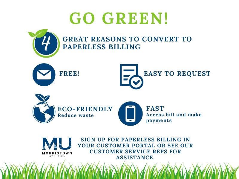 Spring is the perfect time to “go green”! Visit the customer portal or give us a call to enroll in paperless billing!