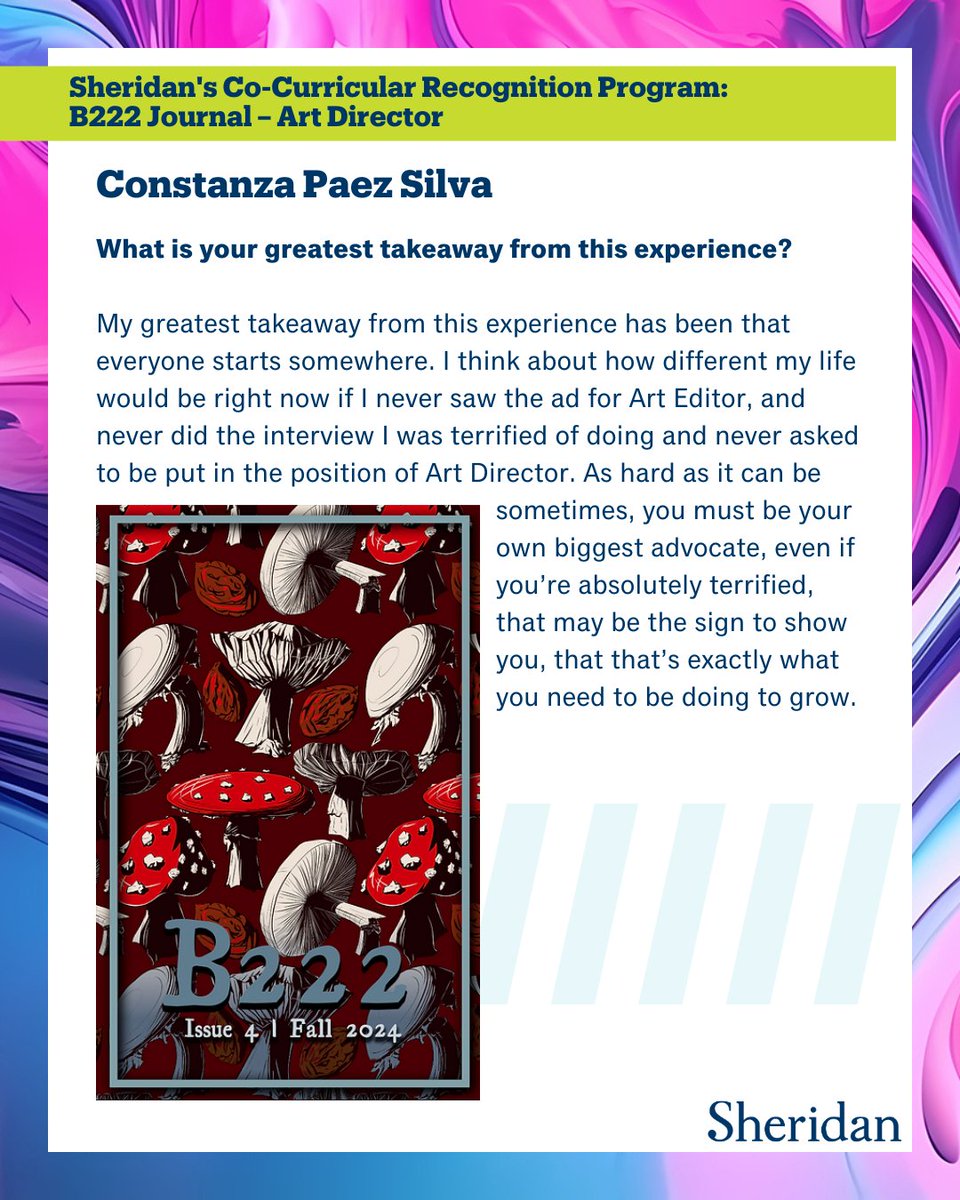 Sheridan's CCR program provides students with diverse and creative opportunities to get involved, meet new people and engage in activities that supports their personal growth and professional development! Meet Constanza and read about her experience. sheridanworks.sheridancollege.ca/about/welcomet…
