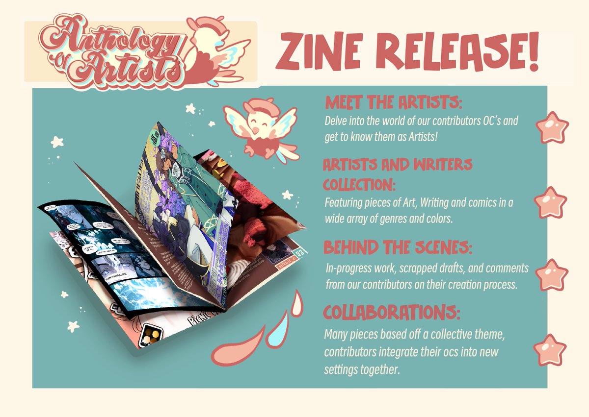 🌈 ZINE RELEASE 🌈

A little birdie told us that Anthology of Artists: An OC zine is OUT NOW! Capture yourself in the captivating creations of our contributors and their characters— all in a free, digital PDF! Thank you everyone, and enjoy!

☘️ twigsagi.itch.io/anthology-of-a…