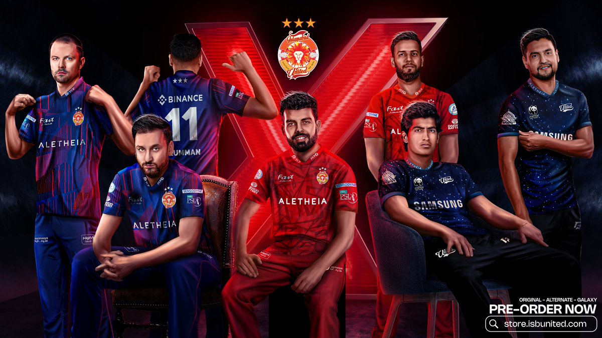 IsbUnited's tweet photo. 🚨 The wait is over! Presenting our official Home, Away and Training kits for #HBLPSLX!

Three jerseys, one goal: #4TheDream 🏆

Pre-order now: https://t.co/Sehw8lsOtL

#UnitedWeWin #3xChampions #RedHotSquad🦁 https://t.co/BGRmDlRJnn