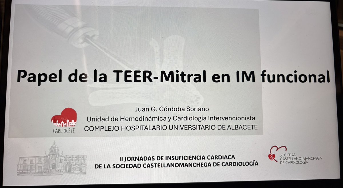 J.G. Córdoba (@jgcorso) on Twitter photo Encantado de haber participado en esta magnífica jornada organizada por el grupo de trabajo de IC de la <a href="/Cardiocastmanch/">Sociedad Castellanomanchega de Cardiologia</a> hablando sobre #TEER-M en IM funcional. En lo personal, me llevo una actualización fantástica. Gracias y enhorabuena a los organizadores. Encantado de haber participado en esta magnífica jornada organizada por el grupo de trabajo de IC de la <a href="/Cardiocastmanch/">Sociedad Castellanomanchega de Cardiologia</a> hablando sobre #TEER-M en IM funcional. En lo personal, me llevo una actualización fantástica. Gracias y enhorabuena a los organizadores.