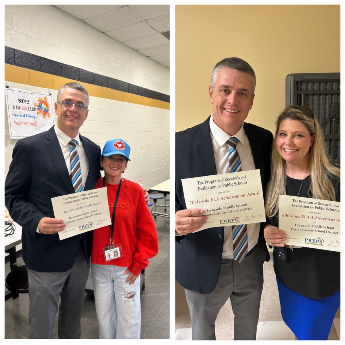 HMS was given the PREPS award for 6th and 7th Grade ELA Achievement and Top 10% in Math Achievement #TigersToTheTop