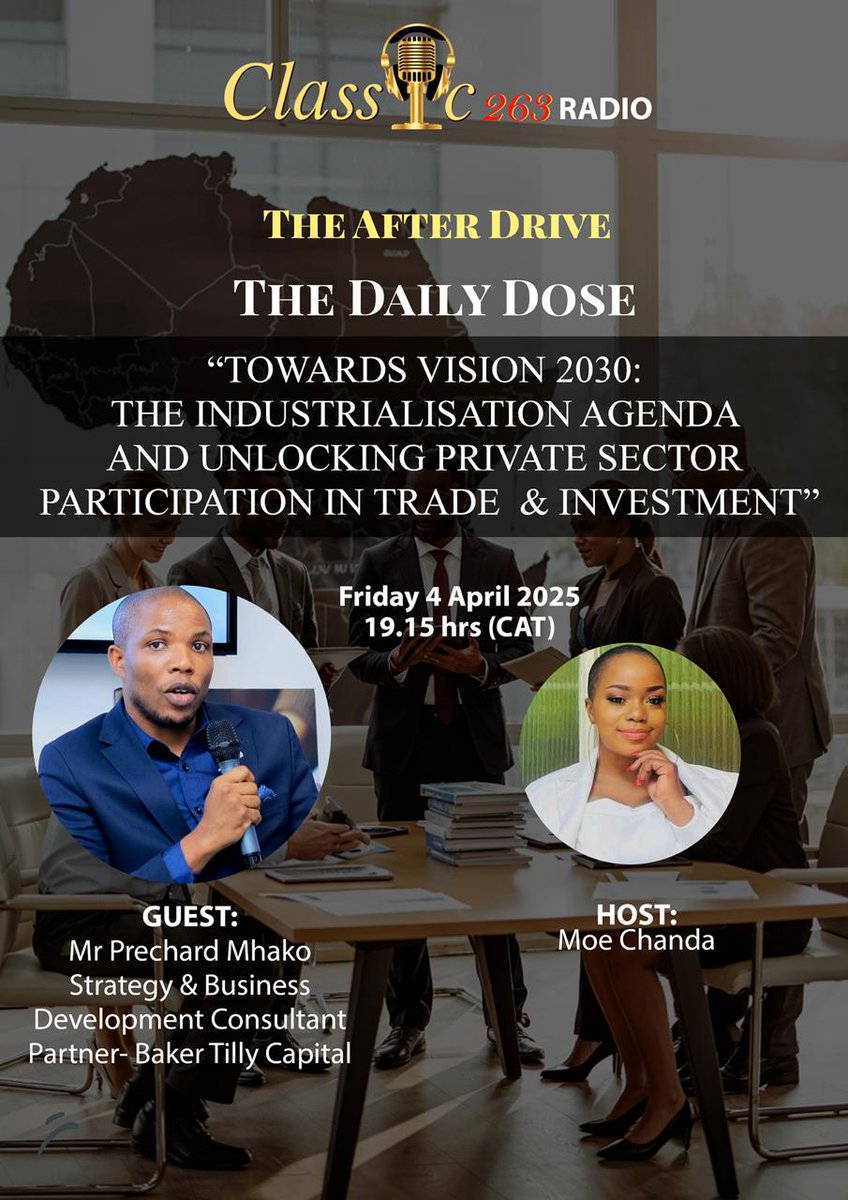 I'll be on <a href="/classic263/">Classic263</a> at 7:15, having  a discussion with <a href="/MoeChanda/">Moe Chanda</a> about unlocking deeper private sector efforts in industrialization, trade and investment. Please tune in!