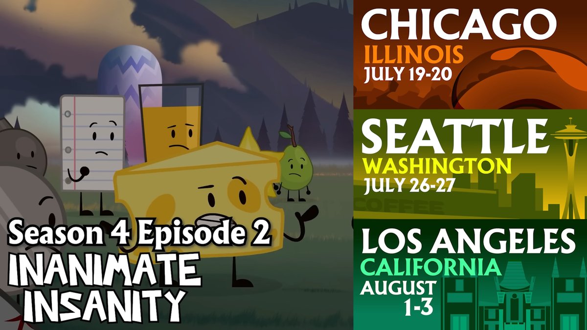 InanimateUpdate's tweet photo. INANIMATE INSANITY SEASON 4 IS CONFIRMED.  

Episode 1 of the new season will shown in the first three locations (June 28 - July 13) and Episode 2 will be shown in the latter three locations (July 19 - August 3)!!!!!!

#inanimateinsanityfanart https://t.co/ZadcA7RISP