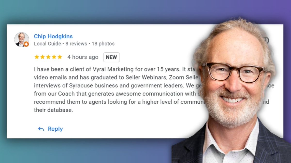 Chip Hodgkins, a top real estate team owner in New York, hired us over 15 years ago to help him stay in touch with his sphere through educational video content. Today, we’re running a full marketing plan that delivers real results. Thank you for the great review, Chip!