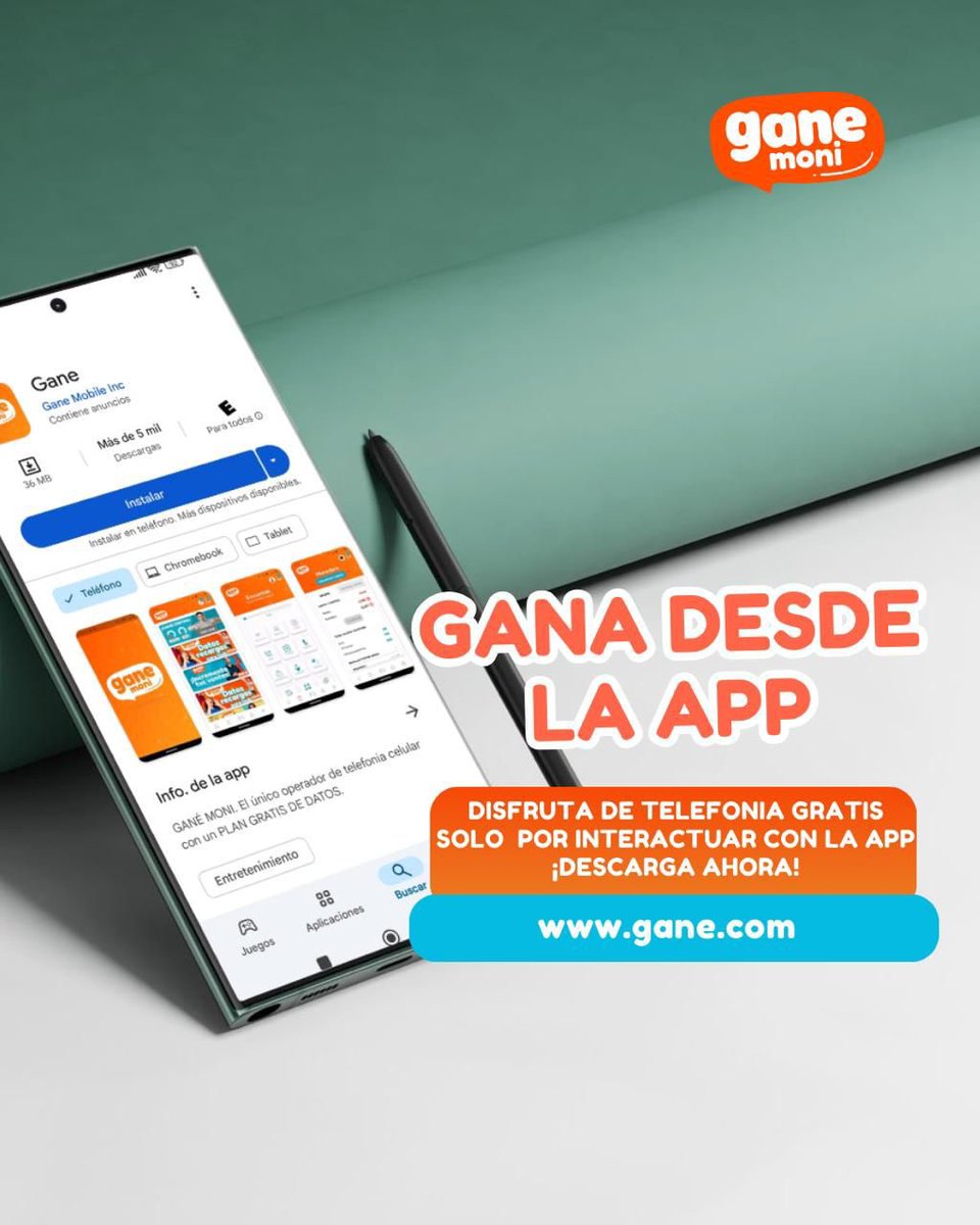 📱 Solo Gane Moni te da más conexión, más beneficios y GRATIS. 🌎📶 Obtén telefonía y datos sin costo solo por interactuar con la app. 💰🔋 Mantente siempre conectado.

📥 Descarga la app ahora 👉 gane.com y empieza a disfrutar. 🙌✨