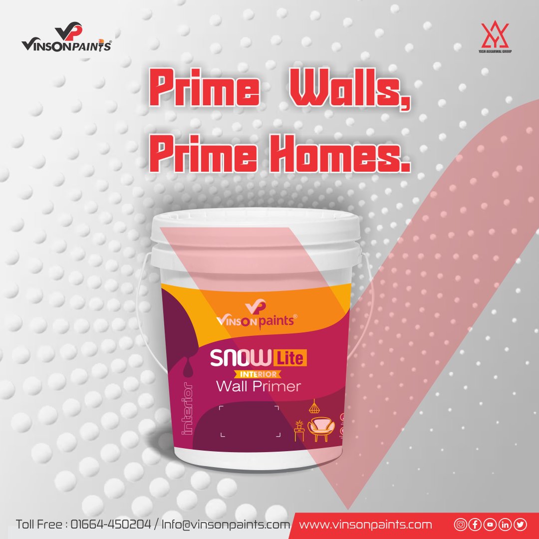 Vinsonpaints's tweet image. Prime walls, prime Homes! ✨ Get that flawlessly smooth base for your dream colors with Vinson Paints Snowlite Interior Wall Primer. Say goodbye to imperfections! #SmoothWalls #PerfectBase #VinsonPaints #SnowlitePrimer #HomeMakeover #InteriorDesign #PaintingTips #DIYHome