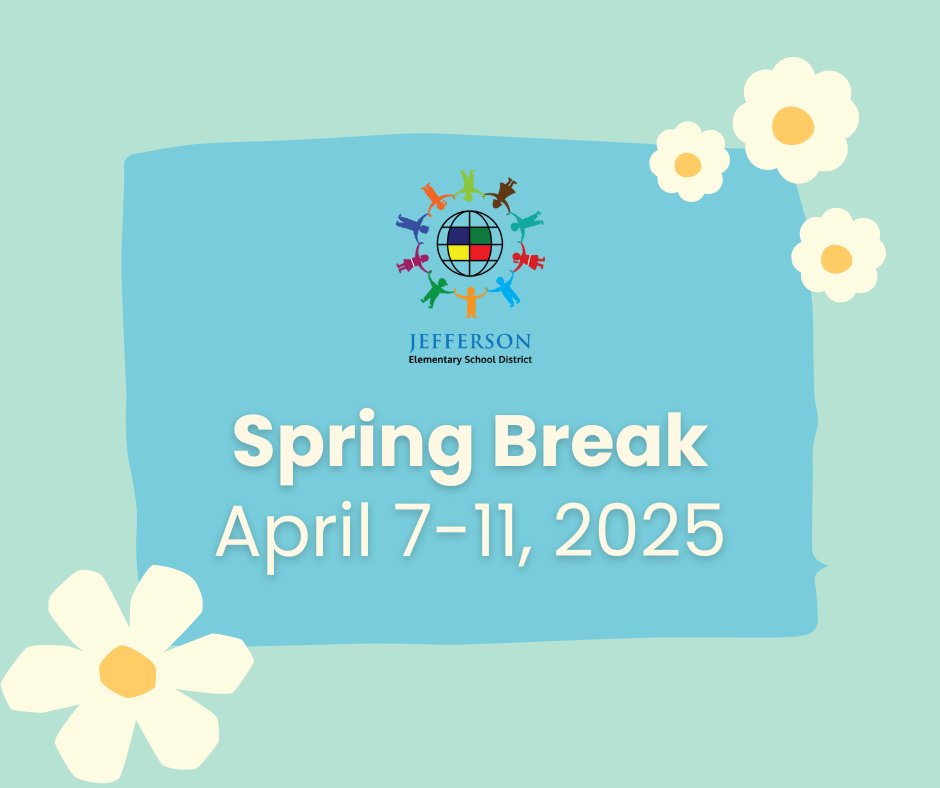 Have a wonderful Spring Break! 🌼

#WelcomingEngagingSafeSchools #JESDcares