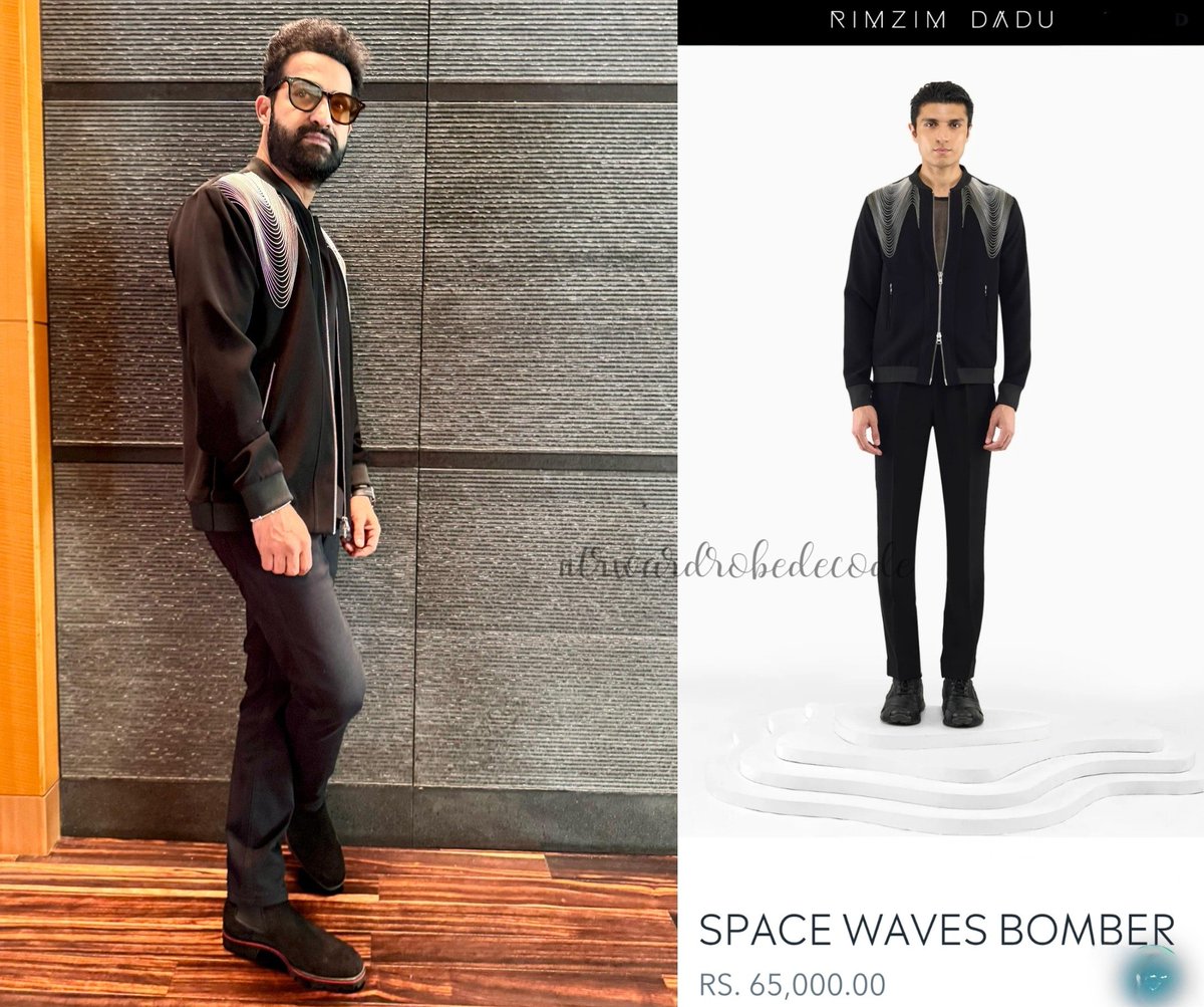 NTRWardrobe's tweet image. . @tarak9999 in Rimzim Dadu - Space Waves Bomber.
Cost - 65,000 INR
#NTRWardrobeDecode
#ManOfMassesNTR