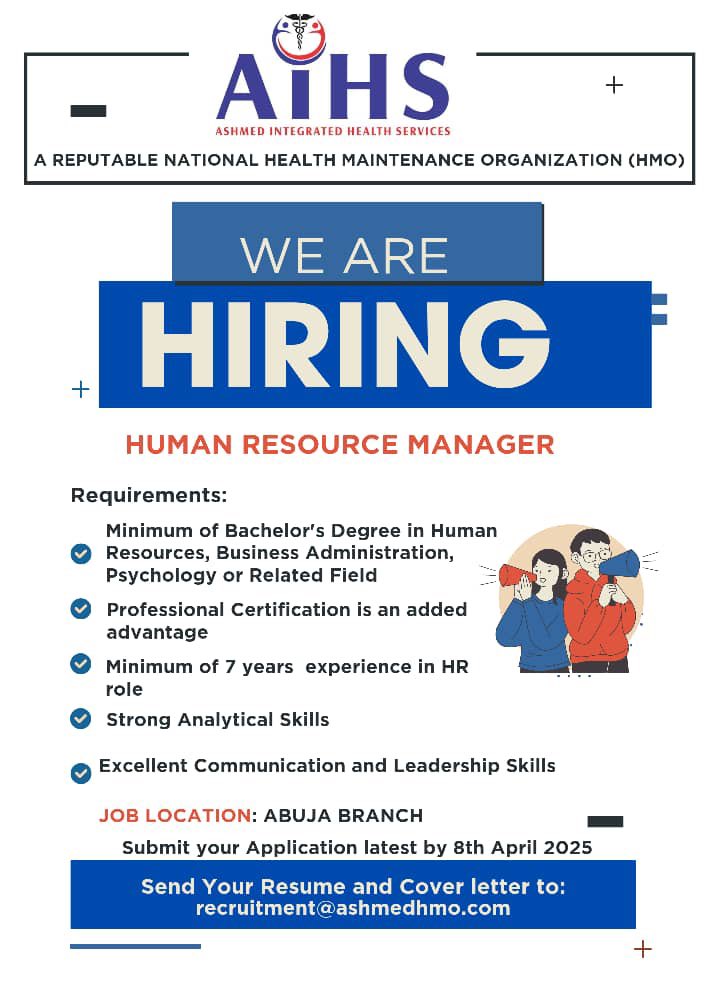 Queenruqayyah's tweet photo. Here’s a vacancy at Ashmed Health Maintenance Organization, Abuja branch https://t.co/mKstPHxVtJ