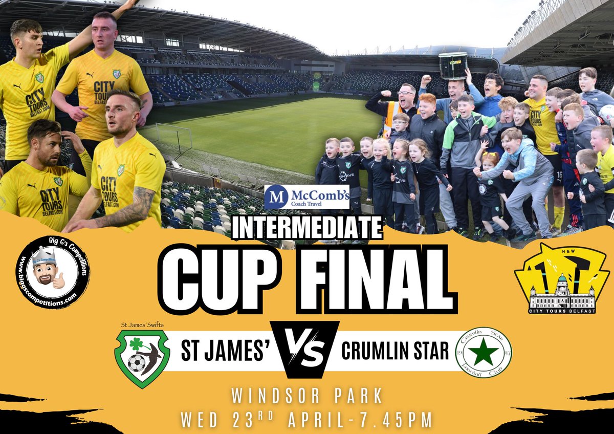 𝗢𝗡𝗘 𝗙𝗢𝗥 𝗧𝗛𝗘 𝗖𝗔𝗟𝗘𝗡𝗗𝗔𝗥 📆🍀✅

We are pleased to confirm the date of our Intermediate Cup Final:

𝗪𝗘𝗗 𝟮𝟯𝗥𝗗 𝗔𝗣𝗥𝗜𝗟
𝟳.𝟰𝟱𝗽𝗺 𝗞𝗜𝗖𝗞 𝗢𝗙𝗙
𝗪𝗜𝗡𝗗𝗦𝗢𝗥 𝗣𝗔𝗥𝗞

Details on ticketing and clubs plans for the game to follow #GOTS ⚫️🟡🍀