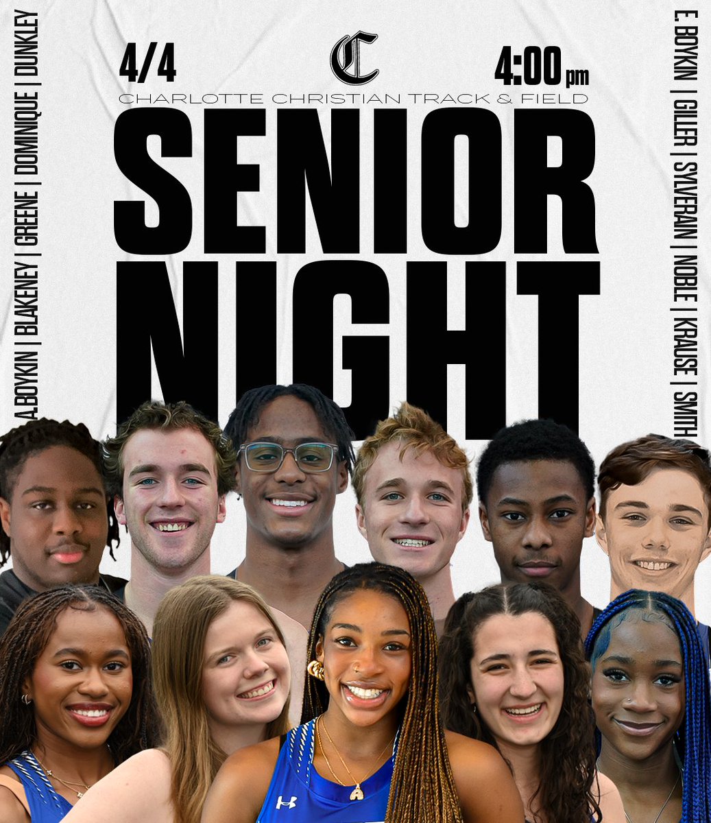 𝙎𝙀𝙉𝙄𝙊𝙍 𝙉𝙄𝙂𝙃𝙏‼️

Join us as we celebrate our 11 track &amp; field seniors TONIGHT before our meet against Charlotte Catholic, Country Day &amp; Independence HS

⏰ 4:00 PM
📍 Estep Field
📊 live.pierretiming.com/meets/47596