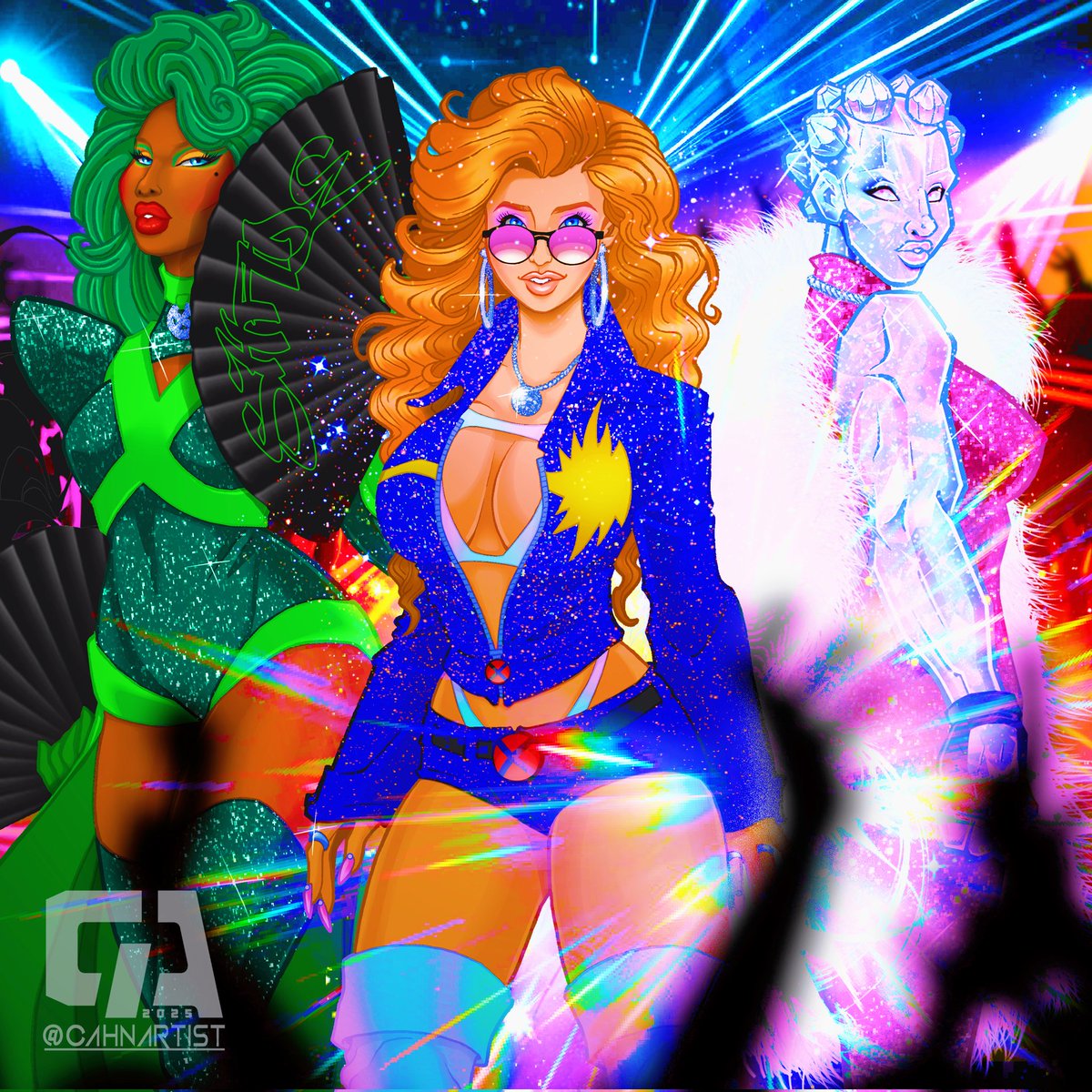 Cahnartist's tweet photo. Updated Drawing 🎨

Black Marvel Characters: 

#Darkveil / #Shade
#Bling
#Oya / #Temper
#CeciliaReyes #Doctor

Cameo Marvel Characters: #Dazzler #Daken

#Cahnartist #art #Marvel #MCU #artist #xmen #marvelcomics #drawinyourstyle #mutants #clubkid #conceptartist #blackcharacters https://t.co/Tbkq1yhSys