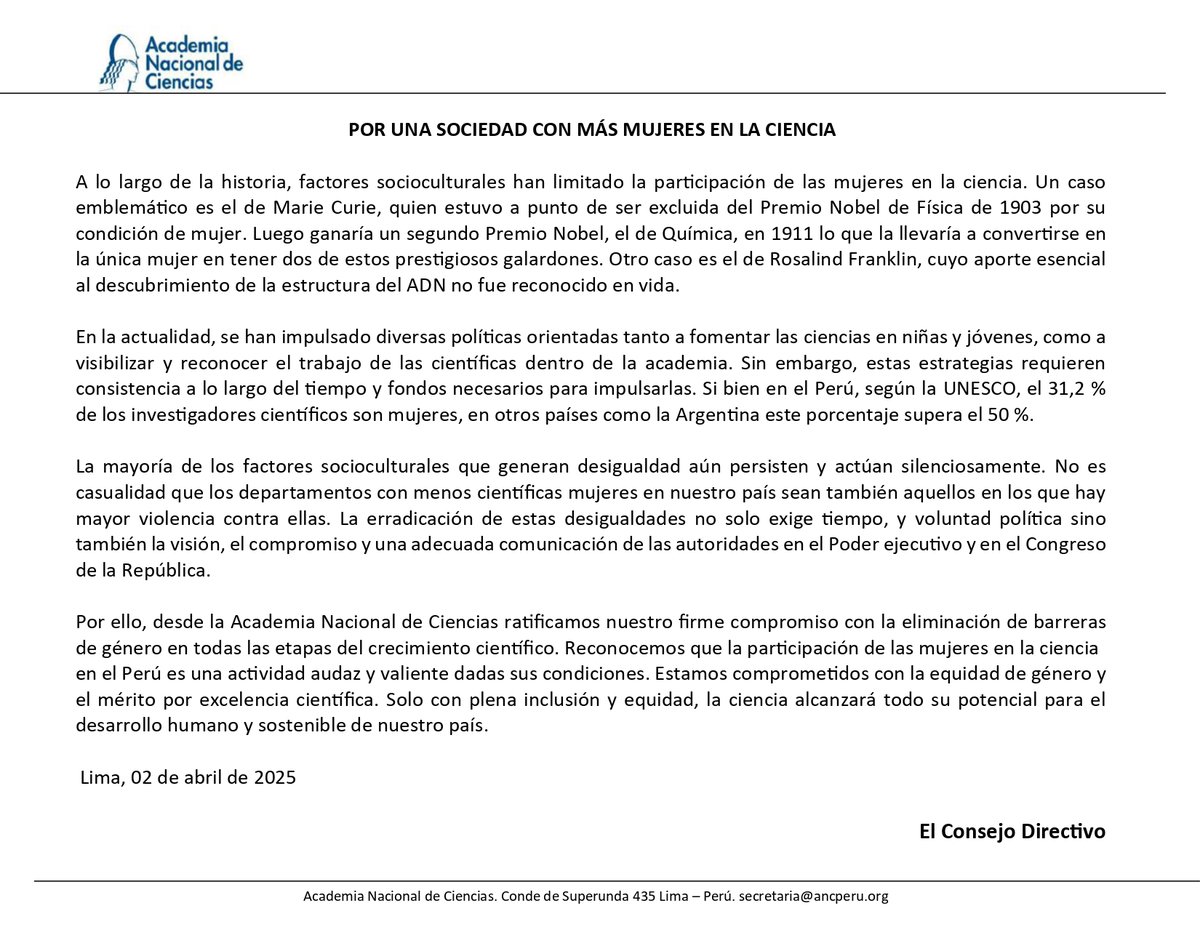 Academia Nacional de Ciencias - Peru (@anc_peru) on Twitter photo 