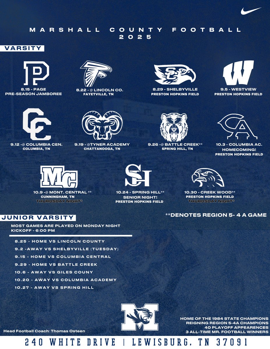 2025 Tiger Football Schedule!