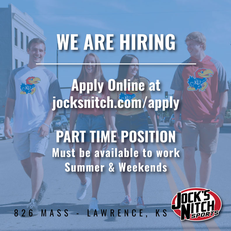 Join our team, no experience required!

Apply at jocksnitch.com/apply or send your resume to ryan@jocksnitch.com today!

#downtownlawrence #localbusiness #kansasjayhawks