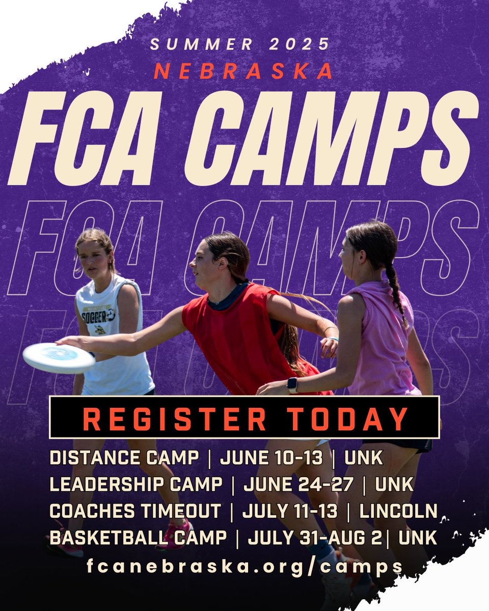 Many opportunities for your favorite coach or athlete to grow in their faith this summer! Visit fcanebraska.org/camps to register today! #FCAGLORY #FCAcamp