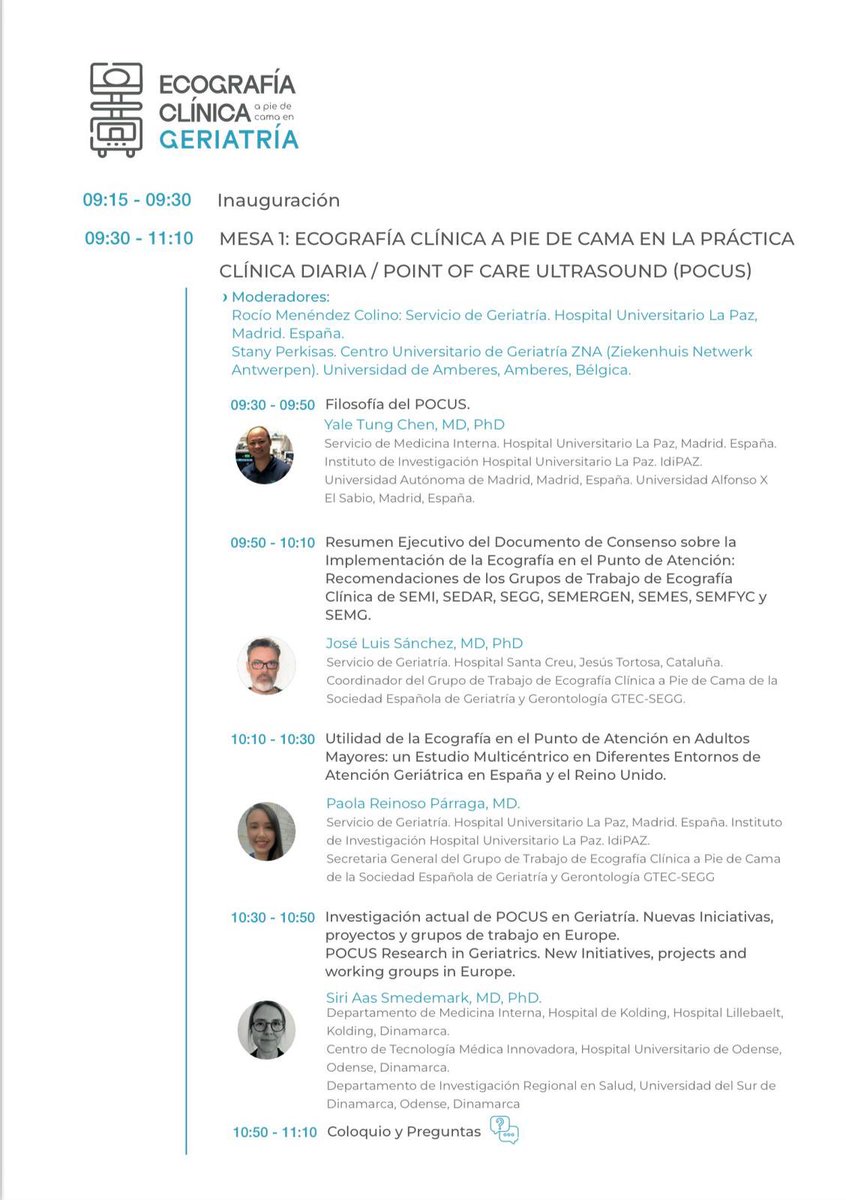 GeriatriaLaPaz's tweet photo. 📣¡Primera Jornada Ecografía Clínica a pie de cama en Geriatría POCUS!
🗓️ Viernes 27 Junio 
⏰9:15 horas 
📍Hospital la Paz. Madrid 
Inscripciones gratuitas en el QR 
@seggeriatria @semeg_es @SocGerMadrid https://t.co/qMBk3WsViO