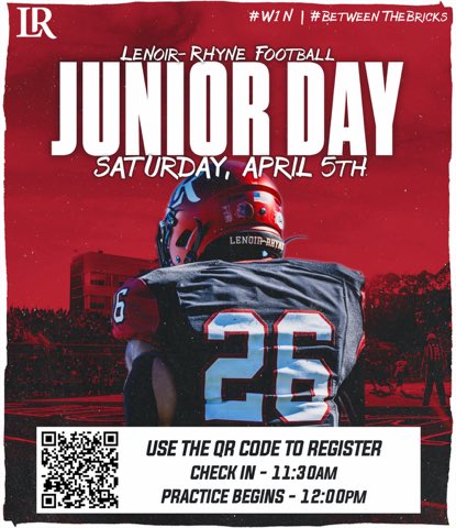 I will be attending Lenoir Rhyne’s Junior day tomorrow morning!!!!!
<a href="/LRbears/">Lenoir-Rhyne Bears</a> <a href="/LRBearsFootball/">Lenoir-Rhyne Football</a> <a href="/coachSocha/">Doug Socha</a> <a href="/BandysTrojans/">Bandys High School Athletics</a> <a href="/BandysFB/">Bandys Football</a>