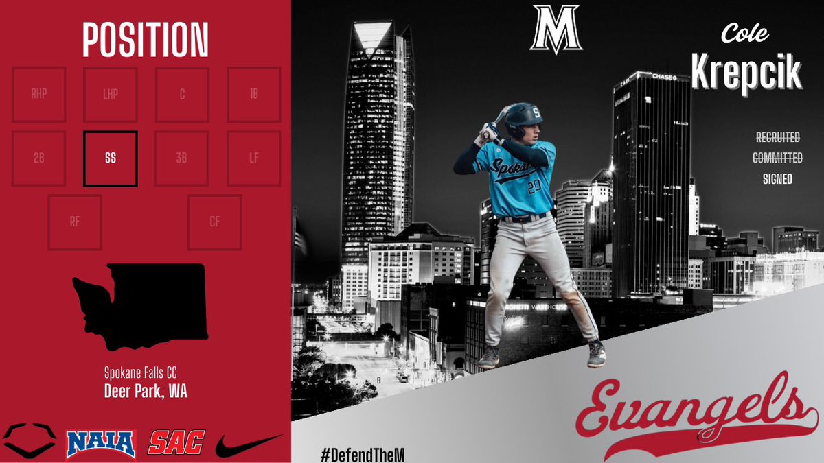 MACU Baseball would like to welcome Cole Krepcik @krepcik_1 a Shortstop from Spokane Falls CC @sasquatchbsb to the Evangel Family! #defendtheM