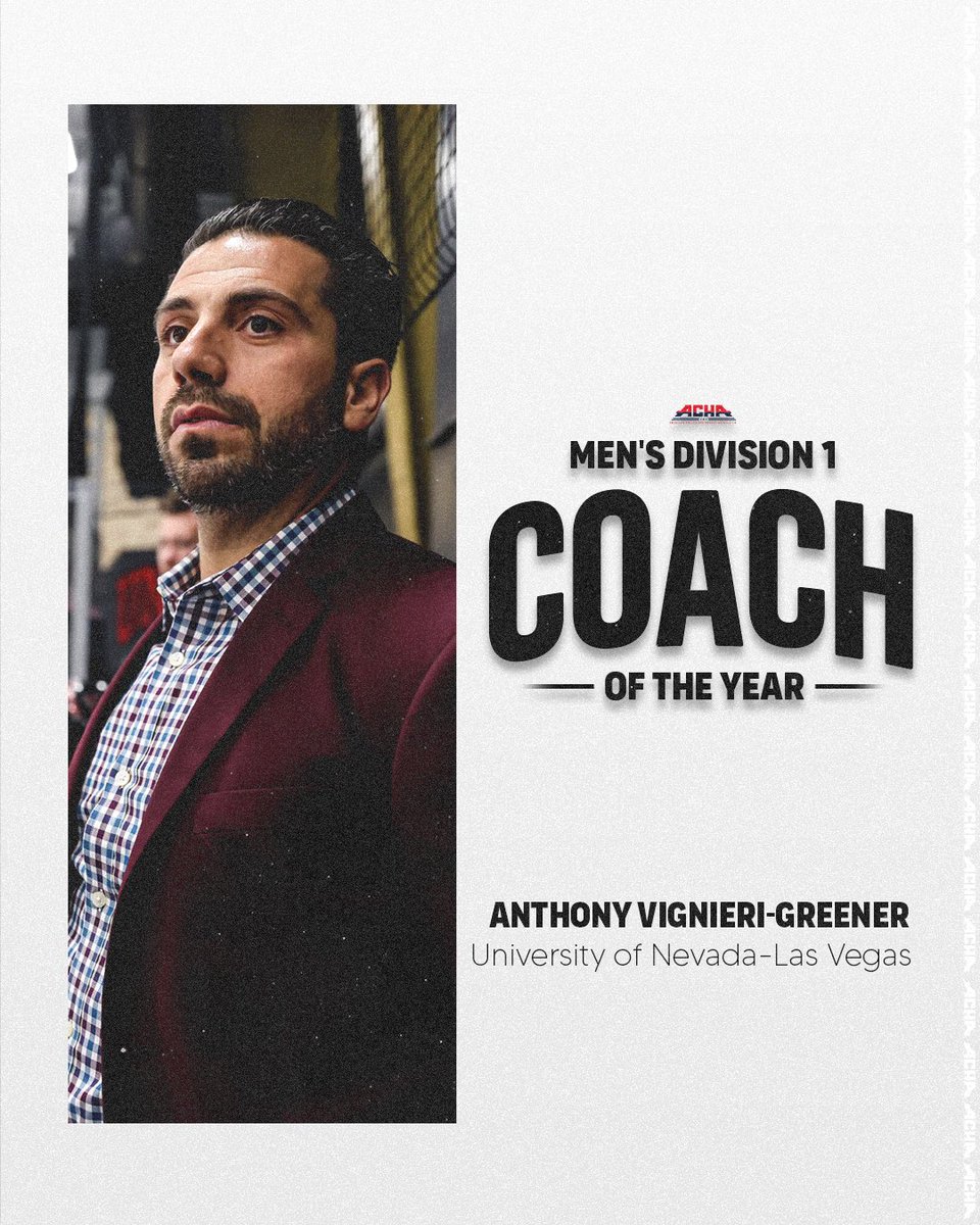 ACHA Hockey (@achahockey) on Twitter photo 𝐌𝟏 𝐂𝐨𝐚𝐜𝐡 𝐨𝐟 𝐓𝐡𝐞 𝐘𝐞𝐚𝐫: Anthony Vignieri-Greener
#ACHAHockey 𝐌𝟏 𝐂𝐨𝐚𝐜𝐡 𝐨𝐟 𝐓𝐡𝐞 𝐘𝐞𝐚𝐫: Anthony Vignieri-Greener
#ACHAHockey