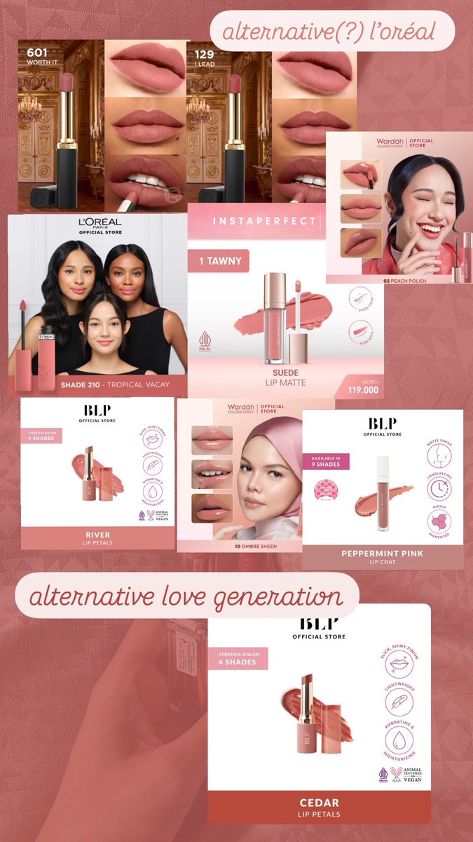 suchanella's tweet photo. gusy yg pada nanya disini yh ak spill, buat produk yg gaada di indo bisa kalian sesuain aja sama products yang emang warnanya mirip atau sama selain yang aku rekomendasiin ini, btw ada typo kesyil mksdnya balm yah bkn balam🥲(yg love generation) https://t.co/huiJQKKnLk