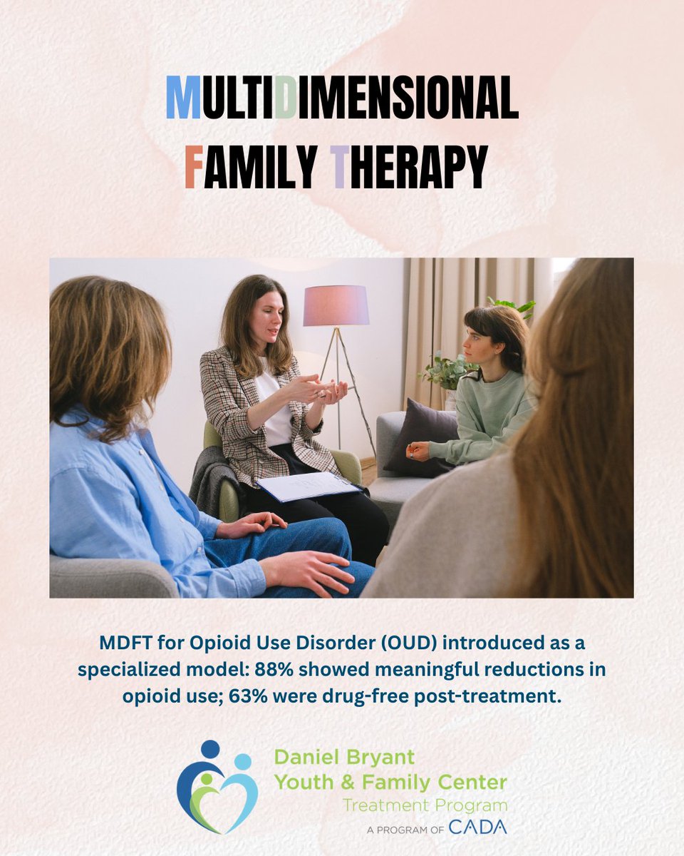At Daniel Bryant Centers, we proudly offer MDFT, delivering life-changing interventions to our community. A recent pilot study on Opioid Use Disorder (OUD) showed an 88% reduction in opioid use, with **63% achieving drug-free outcomes**. Together, we’re making a difference! #MDFT