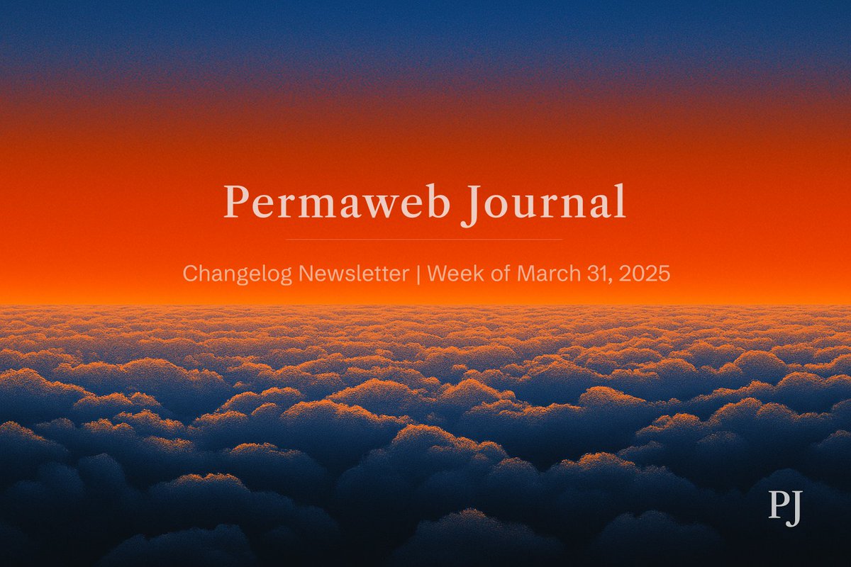 This week’s Permaweb Journal Changelog is live. March 31 - April 4

New articles, ecosystem updates, and what moved across Arweave + AO this week. Read it below: