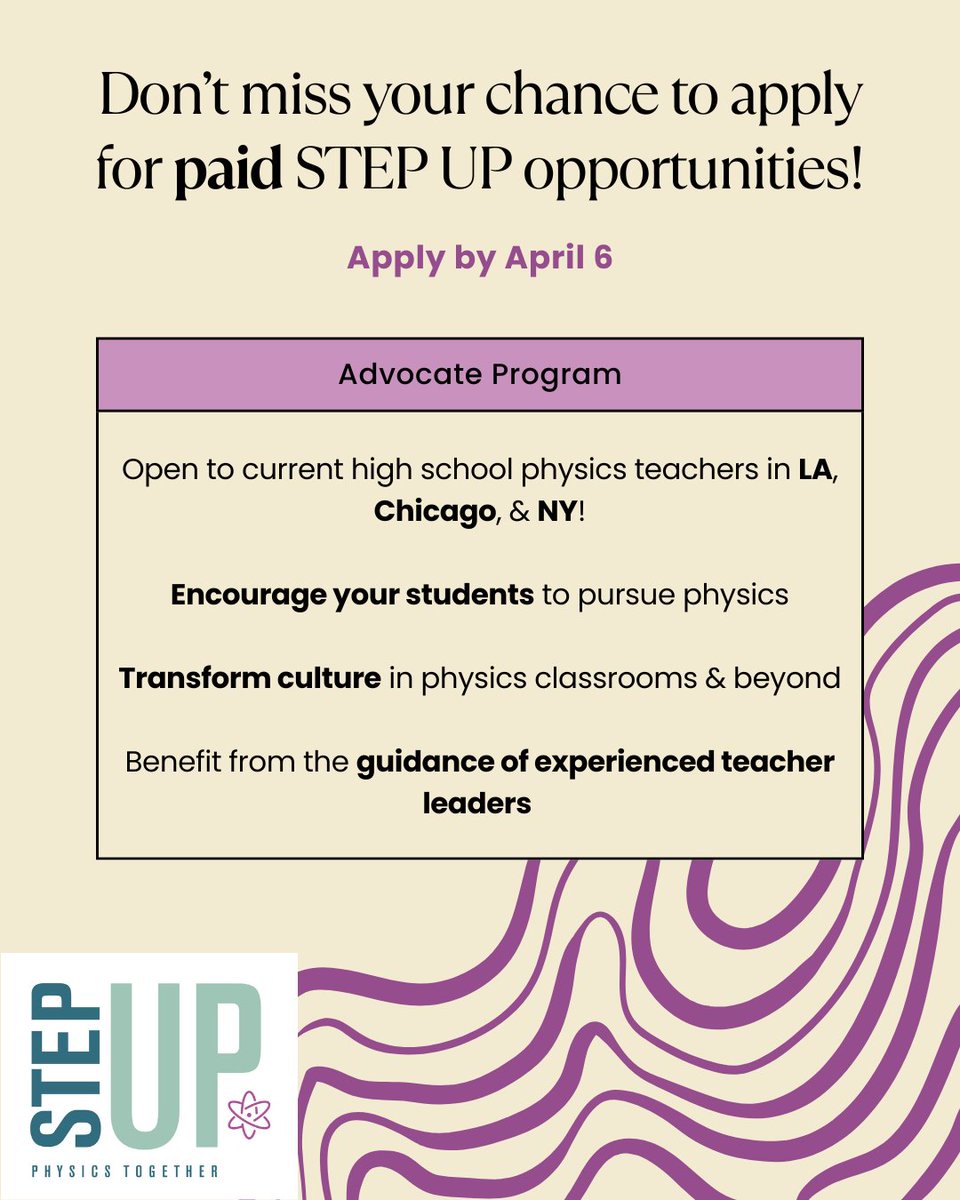 Interested in joining STEP UP? We currently have 2 PAID opportunities open to teachers (even pre-service teachers!) Don't miss your chance, apply by April 6! Find more information on the Everyday Actions PLC: ow.ly/8SGH50VuM8Z &amp; the Advocate program: ow.ly/F3U950VuM90