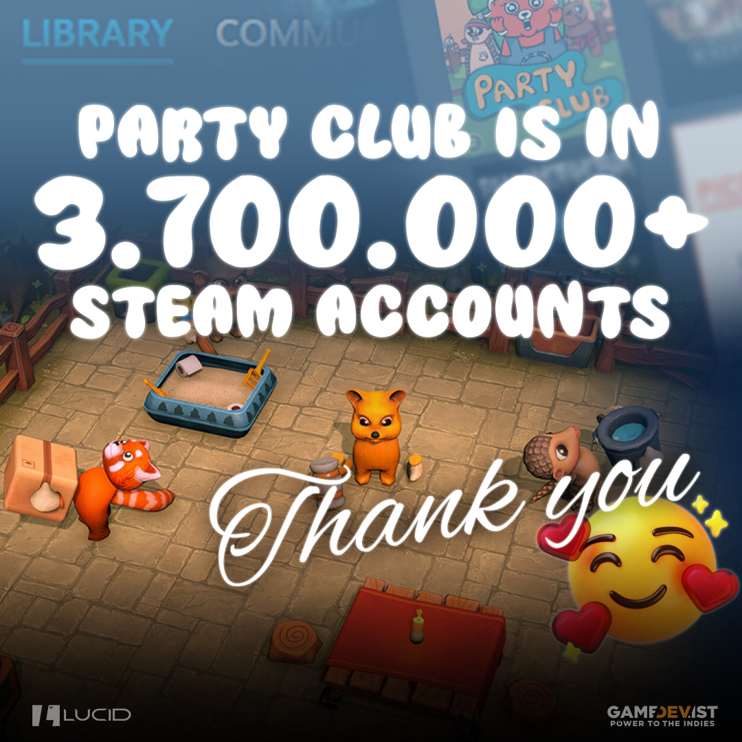 YOU ABSOLUTE LEGENDS DID IT. You played, you partied, and you mixed drinks like it was your life’s calling.

Here's a recap of Party Club's 2-week journey since launch!

📚 3.7M+ library additions
🎮 40,898 concurrent players 
🏆 Top 500 on Steam in CCU
✅ 92% positive rating